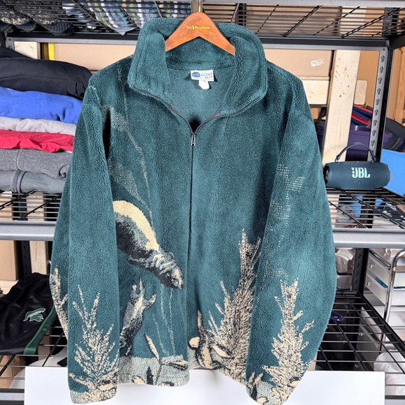 Ocean East Sportswear Other - otter AOP Fleece Jacket Full Zip Seal Nature Scene Mens XLOcean East Sportswear